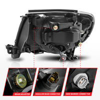 ANZO 05-11 Toyota Tacoma Projector Headlights w/Light Bar Switchback Black Housing - Burkken Auto Parts