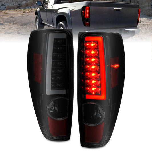 ANZO 2004-2012 Chevrolet Colorado/ GMC Canyon LED Tail Lights w/ Light Bar Black Housing Smoke Lens - Burkken Auto Parts
