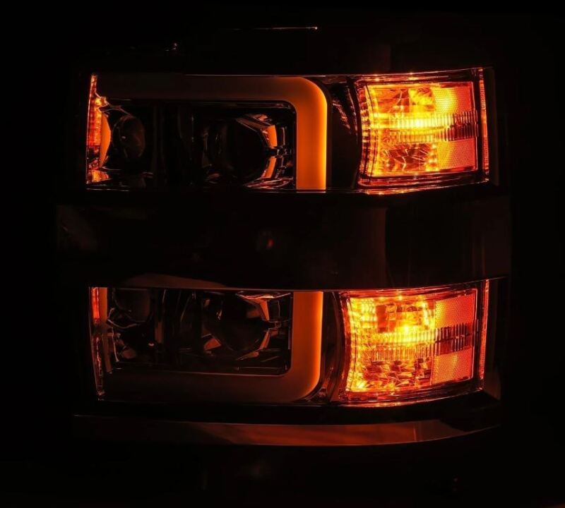 AlphaRex 15-19 Chevy Silverado 2500/3500 LUXX-Series Proj. Headlights Blk w/Actv SeqSig & SBDRL - Burkken Auto Parts
