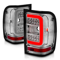 ANZO 2001-2011 Ford  Ranger LED Tail Lights w/ Light Bar Chrome Housing Clear Lens - Burkken Auto Parts