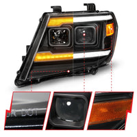 ANZO 09-20 Nissan Frontier Black Projector Plank Style DRL w/ Switchback & Sequential LED DRL - Burkken Auto Parts