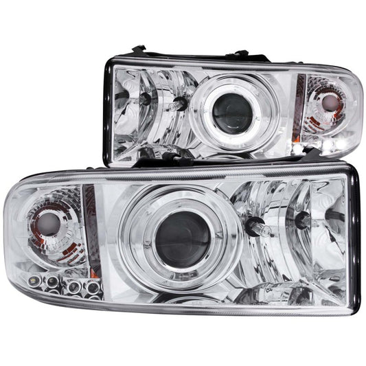 ANZO 1994-2001 Dodge Ram Projector Headlights w/ Halo Chrome - Burkken Auto Parts