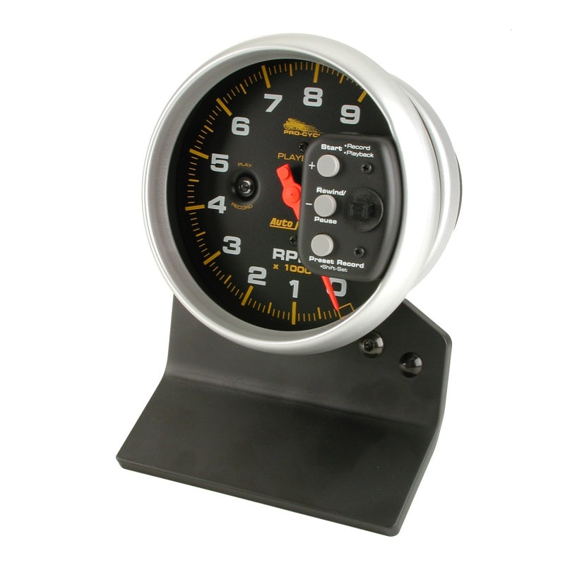 Autometer Pro-Cycle Gauge Tach 5in 9K Rpm Pedestal W/ Rpm Playback Black - Burkken Auto Parts