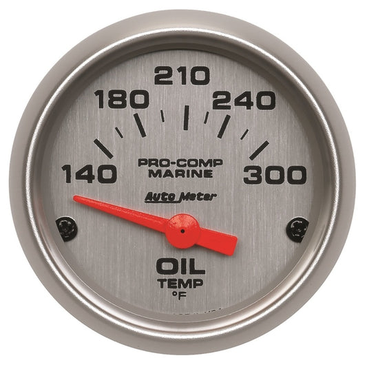 Autometer Marine Silver Ultra-Lite 2-1/16in Electric Oil Temperature Gauge 140-300 Deg F - Burkken Auto Parts