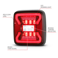 ANZO 18-19 Jeep Wrangler JL LED Taillights Black - Burkken Auto Parts