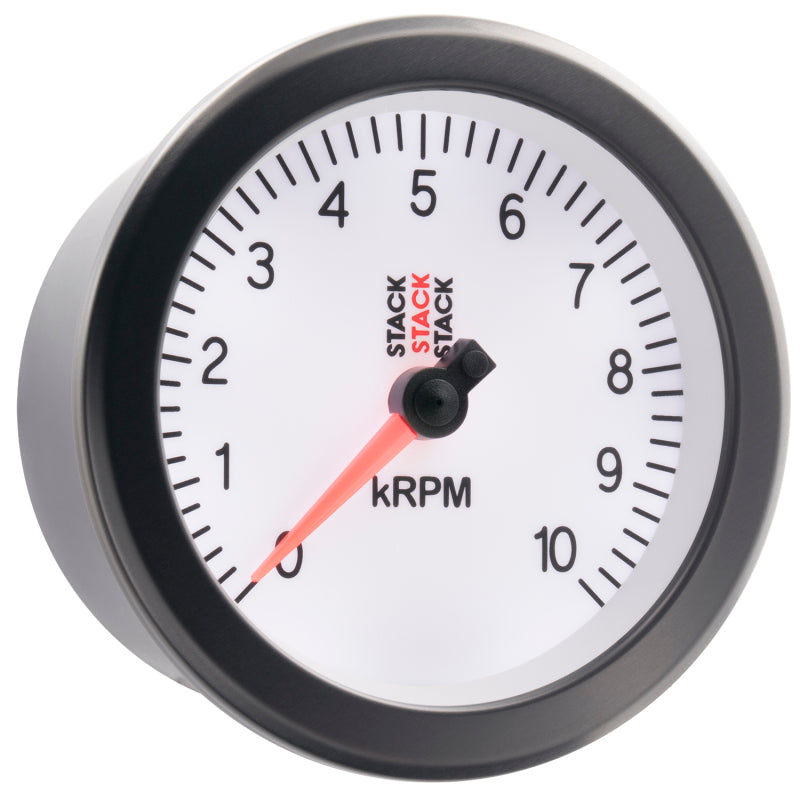 Autometer Stack Sport 88mm 0-10K RPM Tachometer - White - Burkken Auto Parts