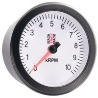 Autometer Stack Sport 88mm 0-10K RPM Tachometer - White - Burkken Auto Parts