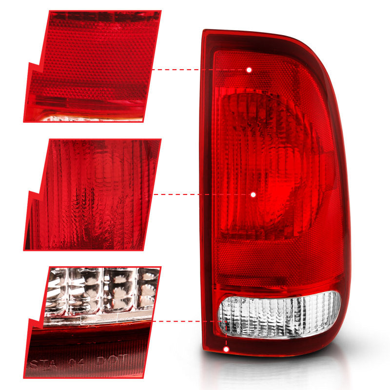 ANZO 1997-2003 Ford F-150 Taillight Red/Clear Lens (OE Replacement) - Burkken Auto Parts