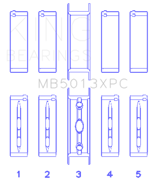 King Engine Bearings GM Vortec / LS-Series Gen III / IV Crankshaft Main Bearing Set (Set of 5)