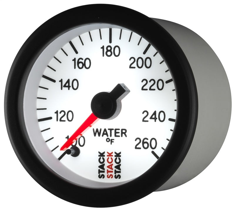 Autometer Stack 52mm 100-260 Deg F 1/8in NPTF Male Pro Stepper Motor Water Temp Gauge - White - Burkken Auto Parts