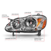 ANZO 2005-2008 Toyota Corolla Crystal Headlight Chrome Amber - Burkken Auto Parts