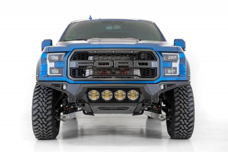 Addictive Desert Designs 17-20 Ford F-150 Raptor Bomber Front Bumper w/ 4 Rigid 360 6in Round Mounts - Burkken Auto Parts