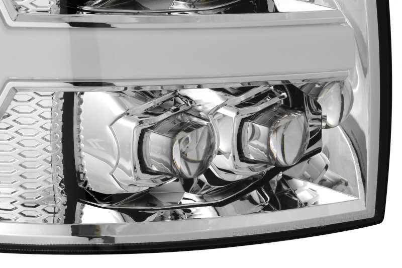 AlphaRex 07-13 Chevy 1500HD NOVA LED Proj Headlights Plank Style Chrm w/Activ Light/Seq Signal - Burkken Auto Parts