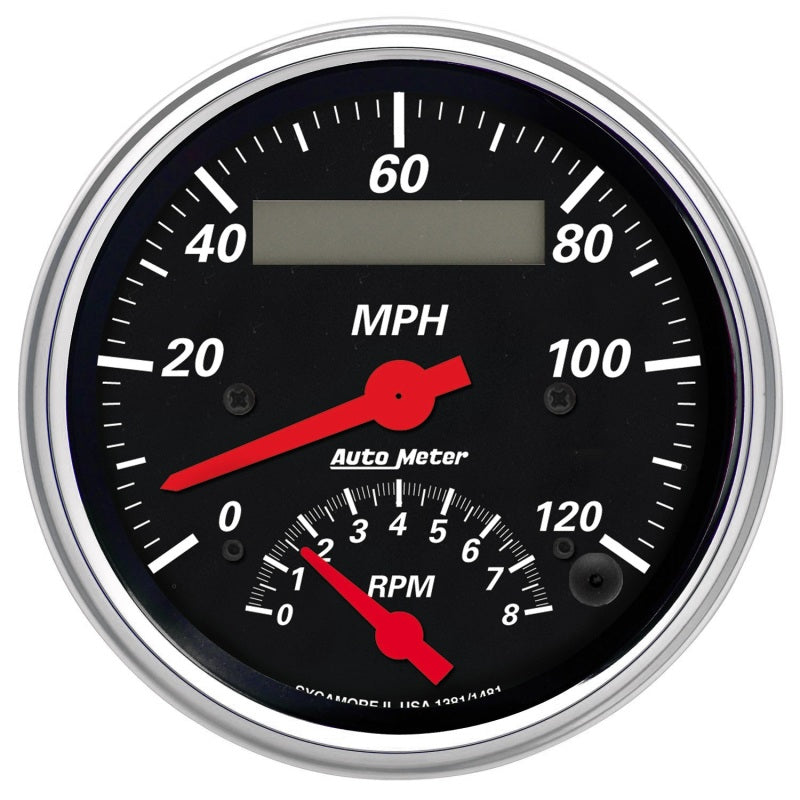 AutoMeter Gauge Tach/Speedo 3-3/8in. 120MPH & 8K RPM Elec. Program. Designer Blk - Burkken Auto Parts