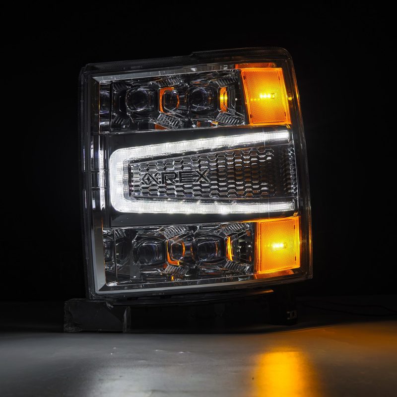AlphaRex 04-15 Chevy 1500HD NOVA-Series LED Proj Headlights Chrome w/Activ Light/Seq Signal & SB DRL - Burkken Auto Parts