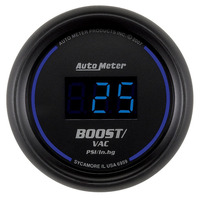 Autometer Cobalt Digital 52.4mm Black Vacuum/Boost Gauge - Burkken Auto Parts