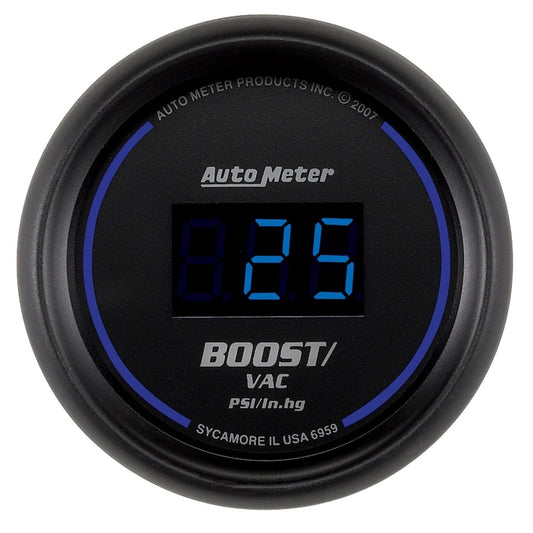 Autometer Cobalt Digital 52.4mm Black Vacuum/Boost Gauge - Burkken Auto Parts