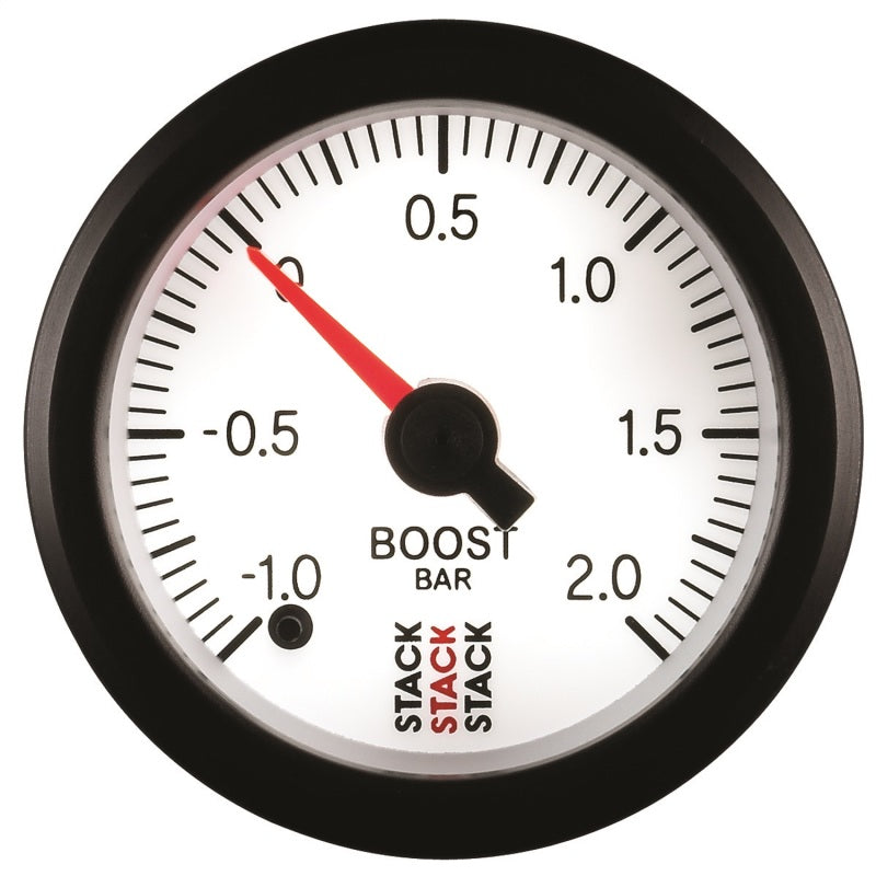 Autometer Stack 52mm -1 to +2 Bar (Incl T-Fitting) Pro Stepper Motor Boost Pressure Gauge - White - Burkken Auto Parts