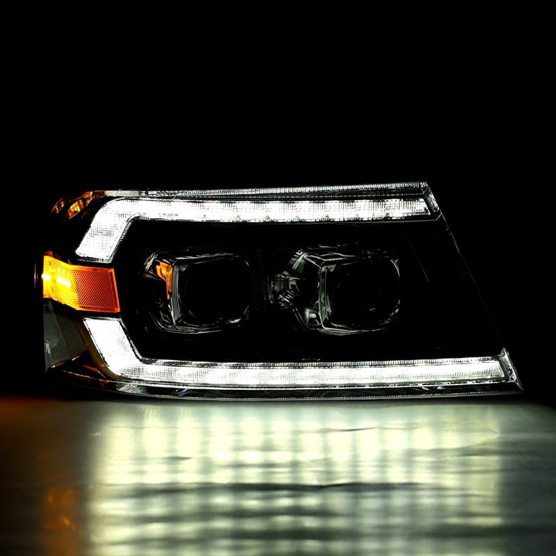 AlphaRex 04-08 Ford F-150 (No 2004 Heritage) LUXX-Series LED Proj HL Alpha-Blk w/Actv Lgt / Seq. Sig - Burkken Auto Parts