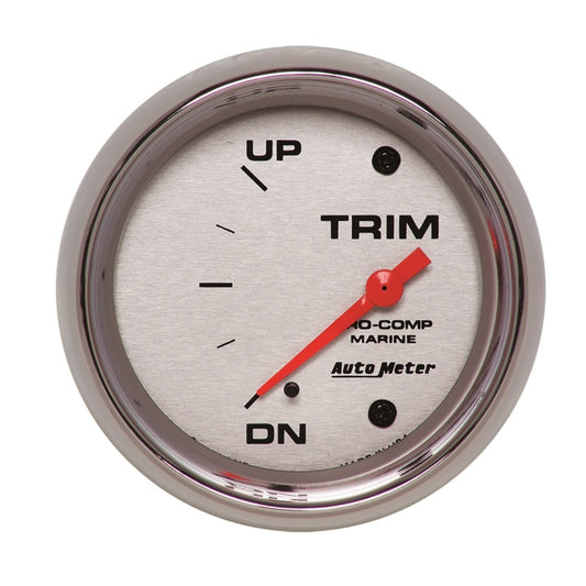 Autometer Marine Chrome Gauge 2-5/8in Electric Trim Level Gauge 0OHM Down - 90OHM Up - Burkken Auto Parts