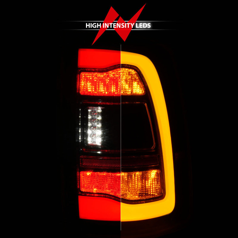 ANZO 09-18 Dodge Ram 1500 Sequential LED Taillights Black w/Switchback Amber Signal - Burkken Auto Parts