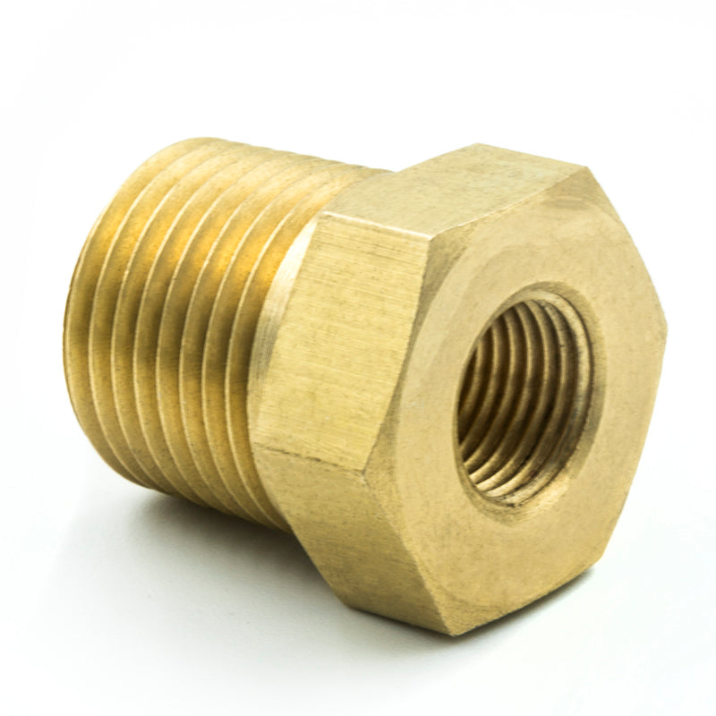 Autometer Brass Adapter Fitting - 3/8in NPT Male - 1/8in NPT Female - Burkken Auto Parts
