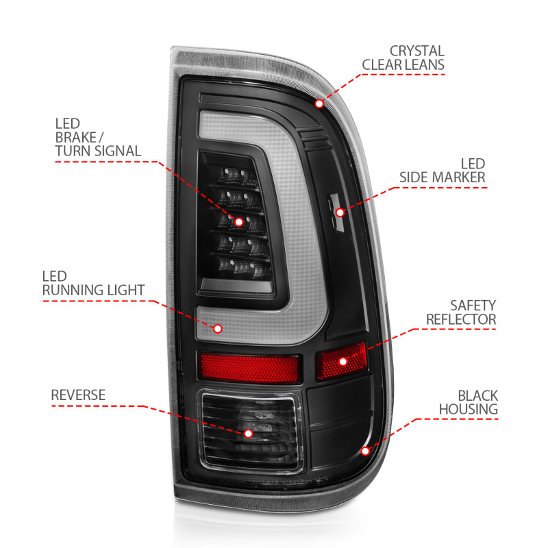 ANZO 2008-2016 Ford F-250 LED Taillights Black Housing Clear Lens (Pair) - Burkken Auto Parts