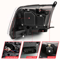 ANZO 2009-2018 Dodge Ram 1500 Projector Plank Style Switchback H.L Halo Black Amber (OE Style) - Burkken Auto Parts