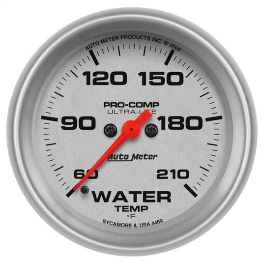 Autometer Ultra-Lite 66.7mm Full Sweep Electronic 60-210 Degree F Water Temperature Gauge - Burkken Auto Parts