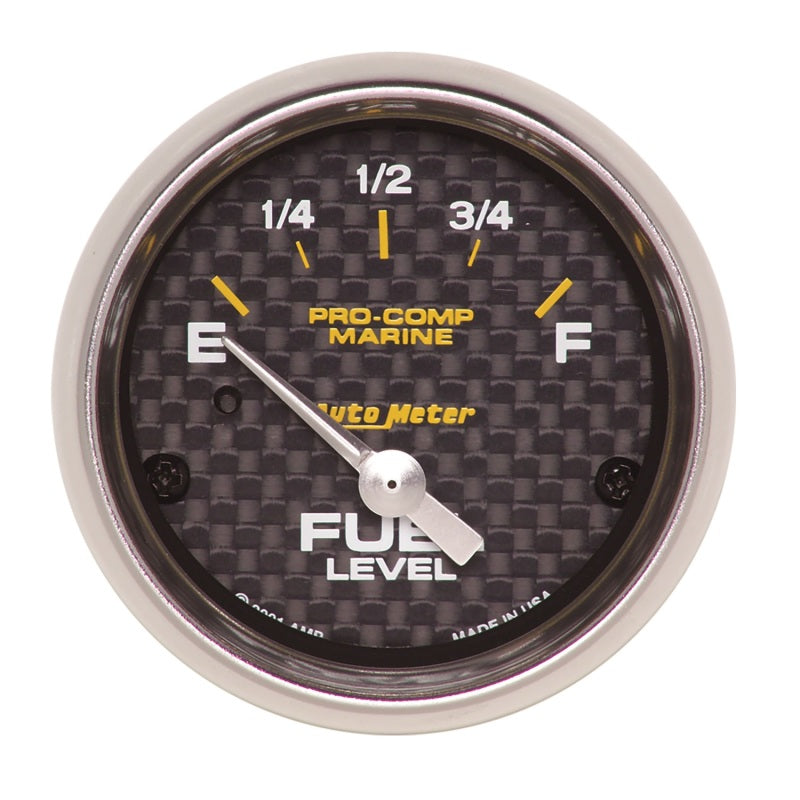 Autometer Marine Carbon Fiber 2-1/16in 240-33 Ohms Electric Fuel Level Gauge - Burkken Auto Parts