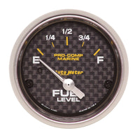Autometer Marine Carbon Fiber 2-1/16in 240-33 Ohms Electric Fuel Level Gauge - Burkken Auto Parts