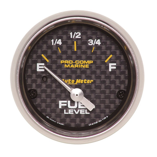Autometer Marine Carbon Fiber 2-1/16in 240-33 Ohms Electric Fuel Level Gauge - Burkken Auto Parts