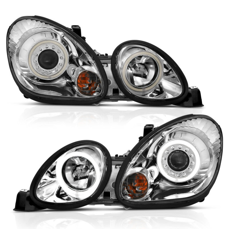 ANZO 1998-2005 Lexus Gs300 Projector Headlights w/ Halo Chrome - Burkken Auto Parts