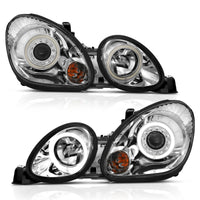 ANZO 1998-2005 Lexus Gs300 Projector Headlights w/ Halo Chrome - Burkken Auto Parts