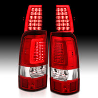 ANZO 1999-2002 Chevy Silverado 1500 LED Taillights Plank Style Chrome With Red/Clear Lens - Burkken Auto Parts