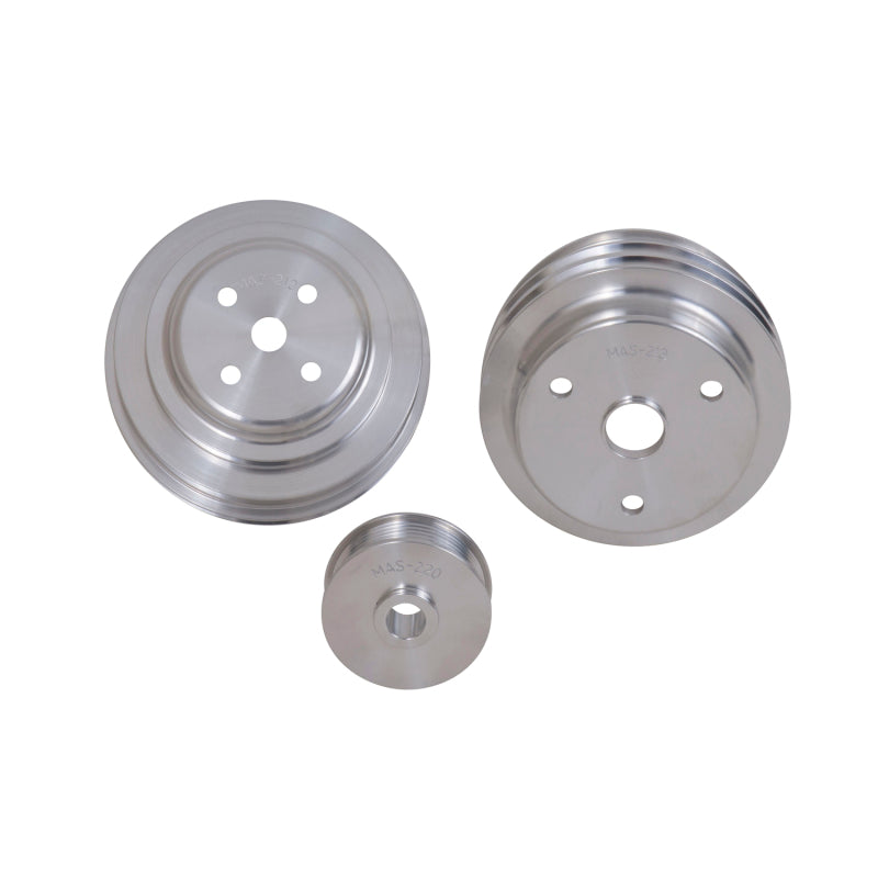 BBK 85-97 GM Truck 305 350 Underdrive Pulley Kit - Lightweight CNC Billet Aluminum (3pc) - Burkken Auto Parts