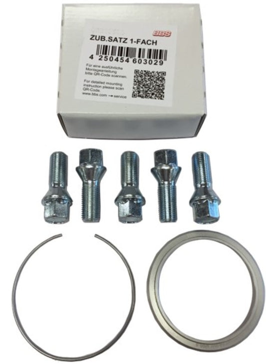 BBS PFS KIT - Saab 9-3 - 9-5 - Includes 70mm OD - 65mm ID Ring / 70mm Clip / Lug Bolts - Burkken Auto Parts
