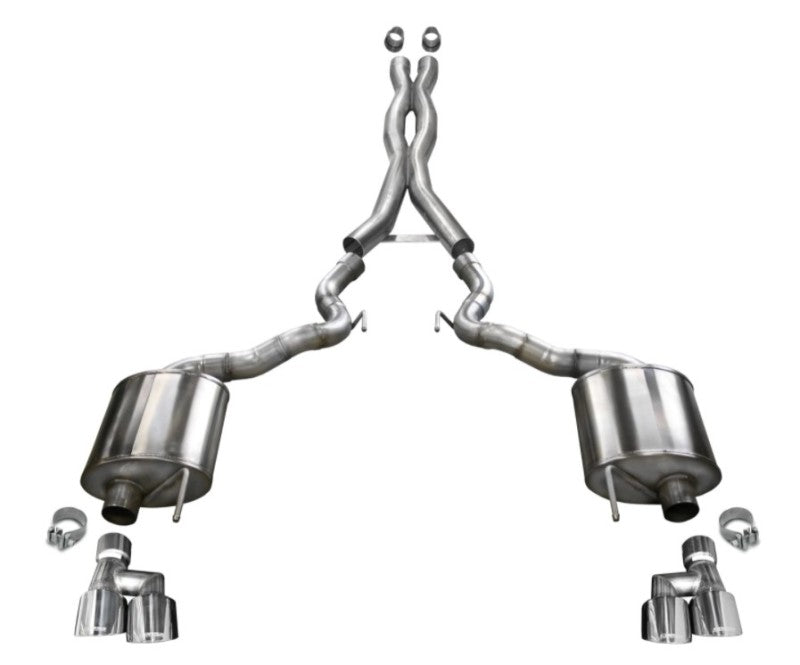 Corsa 2018-2023 Ford Mustang GT Convertible Sport Cat-Back Exhaust w/ 4in Tips - Burkken Auto Parts