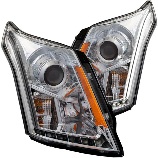 ANZO 2010-2015 Cadillac SRX Projector Headlights w/ Plank Style Design Chrome - Burkken Auto Parts