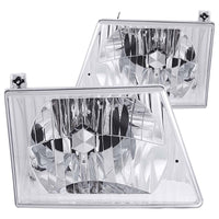 ANZO 1992-2006 Ford Econoline Crystal Headlights Chrome - Burkken Auto Parts