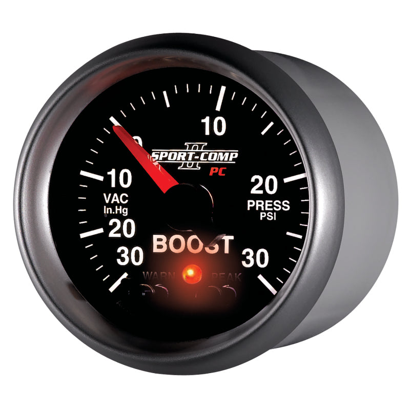 Autometer Sport-Comp II 52mm 30 IN HG / 30 PSI Electronic Boost/Vacuum Gauge - Burkken Auto Parts