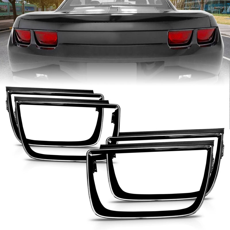 ANZO 2010-2013 Chevrolet Camaro Taillight Bezels - 4pc Gloss Black - Burkken Auto Parts