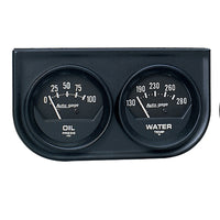 Autometer AutoGage Two-Gauge Console 52.4mm Mech 0-100 PSI Oil Press / 130-280 Deg Water Temp- Black - Burkken Auto Parts