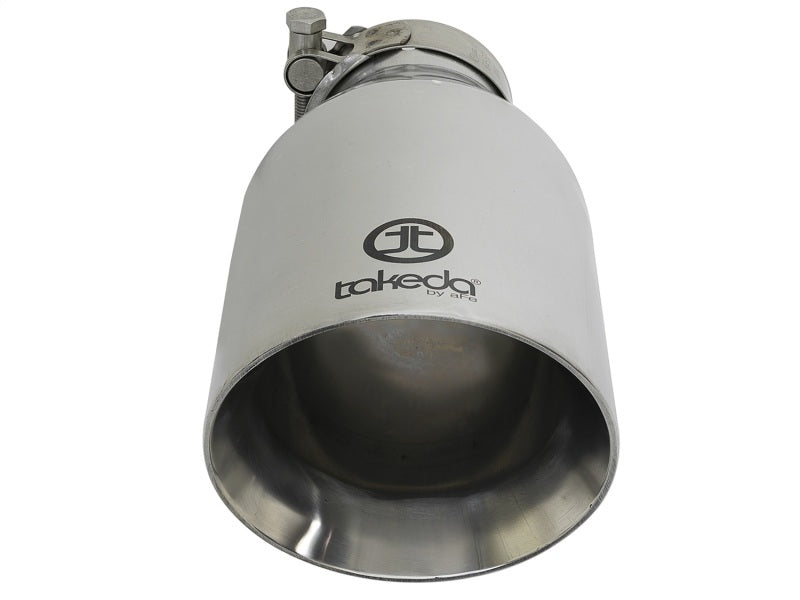 aFe Takeda 304 Stainless Steel Clamp-On Exhaust Tip 2.5in. Inlet / 4.5in. Outlet / 9in. L - Polished - Burkken Auto Parts