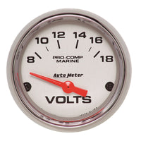 Autometer Marine Chrome Ultra-Lite 2-1/16in 18V Electric Voltmeter Gauge - Burkken Auto Parts