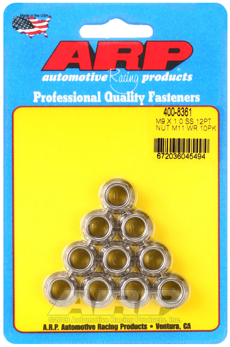 ARP M9 x 1.00 (M11 WR) SS 12pt Nut Kit (Set of 10) - Burkken Auto Parts