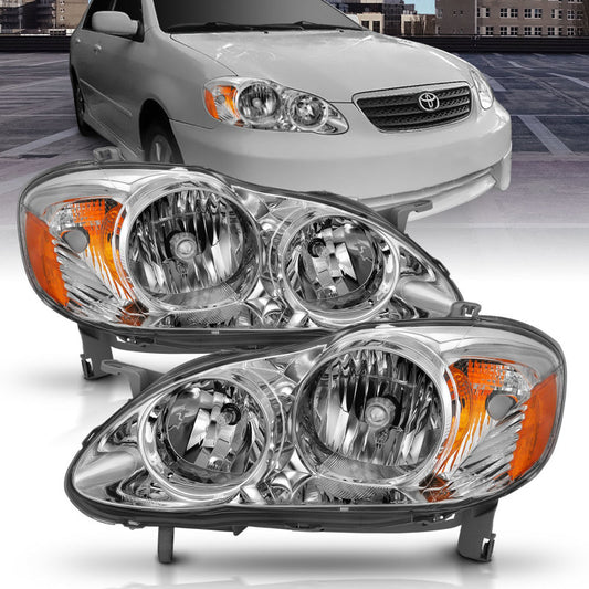 ANZO 2005-2008 Toyota Corolla Crystal Headlight Chrome Amber - Burkken Auto Parts