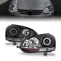 ANZO 2006-2009 Volkswagen Rabbit Projector Headlights w/ Halo Black (CCFL) - Burkken Auto Parts