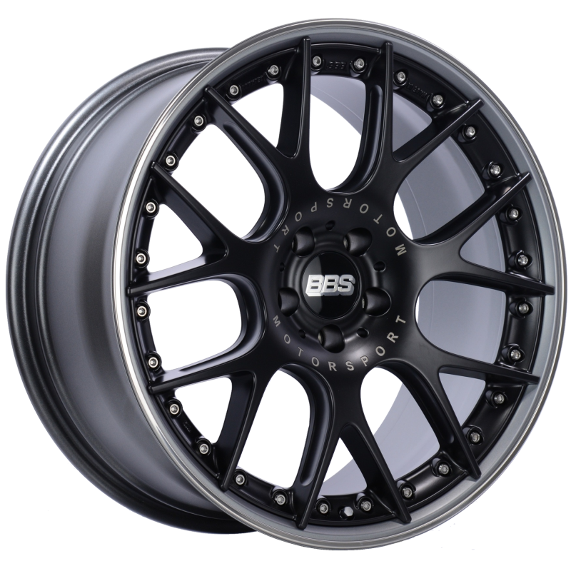 BBS CH-RII 20x9 5x120 ET25 Satin Black Center Platinum Lip SS Rim Prot Wheel -82mm PFS/Clip Req - Burkken Auto Parts