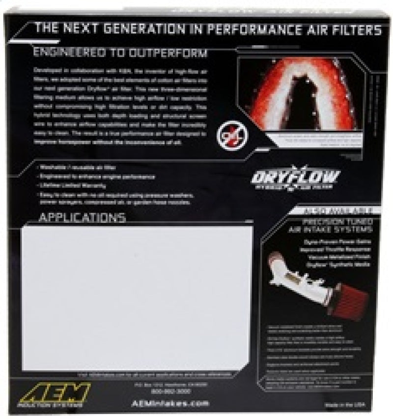 AEM 2015 Ford Mustang 2.3L/3.7L/5.0L Dryflow Air Filter - Burkken Auto Parts